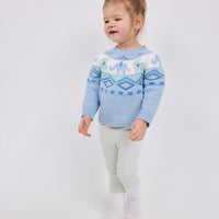 Ice Blue Bunny & Elephant Fair Isle Sweater