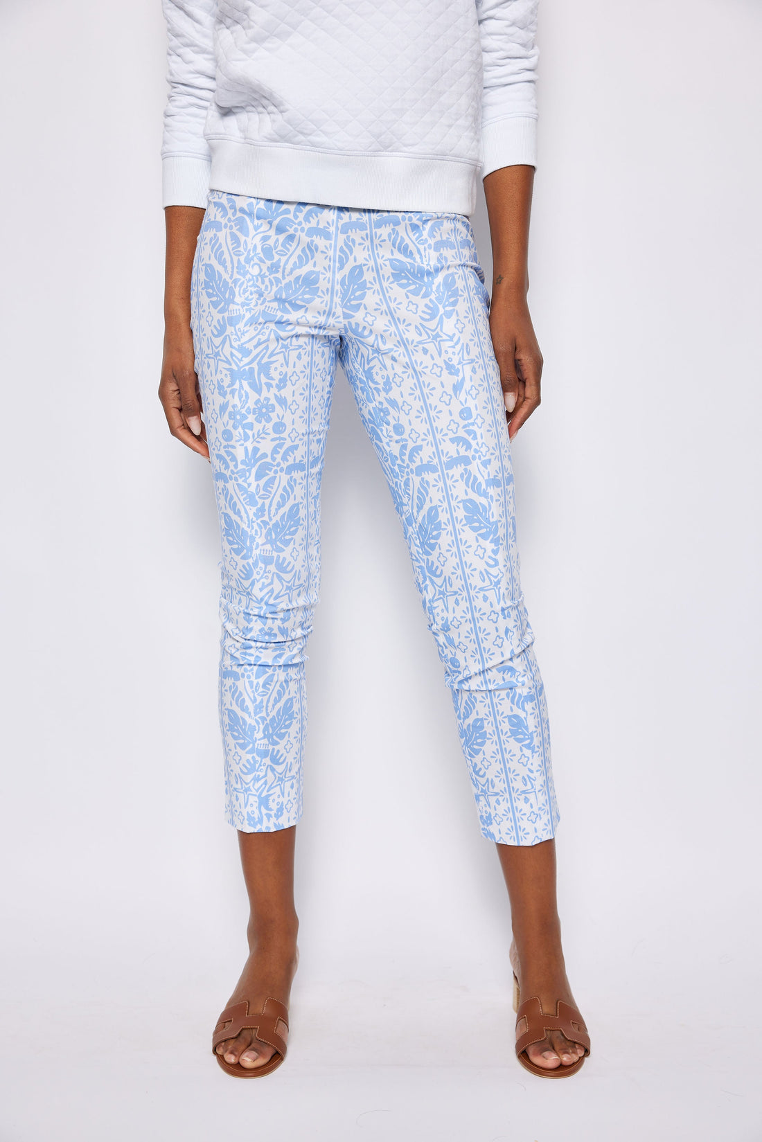 Hydrangea Tropical Block Print Pants