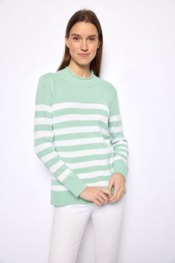 Cabbage Roll Neck Stripe Sweater