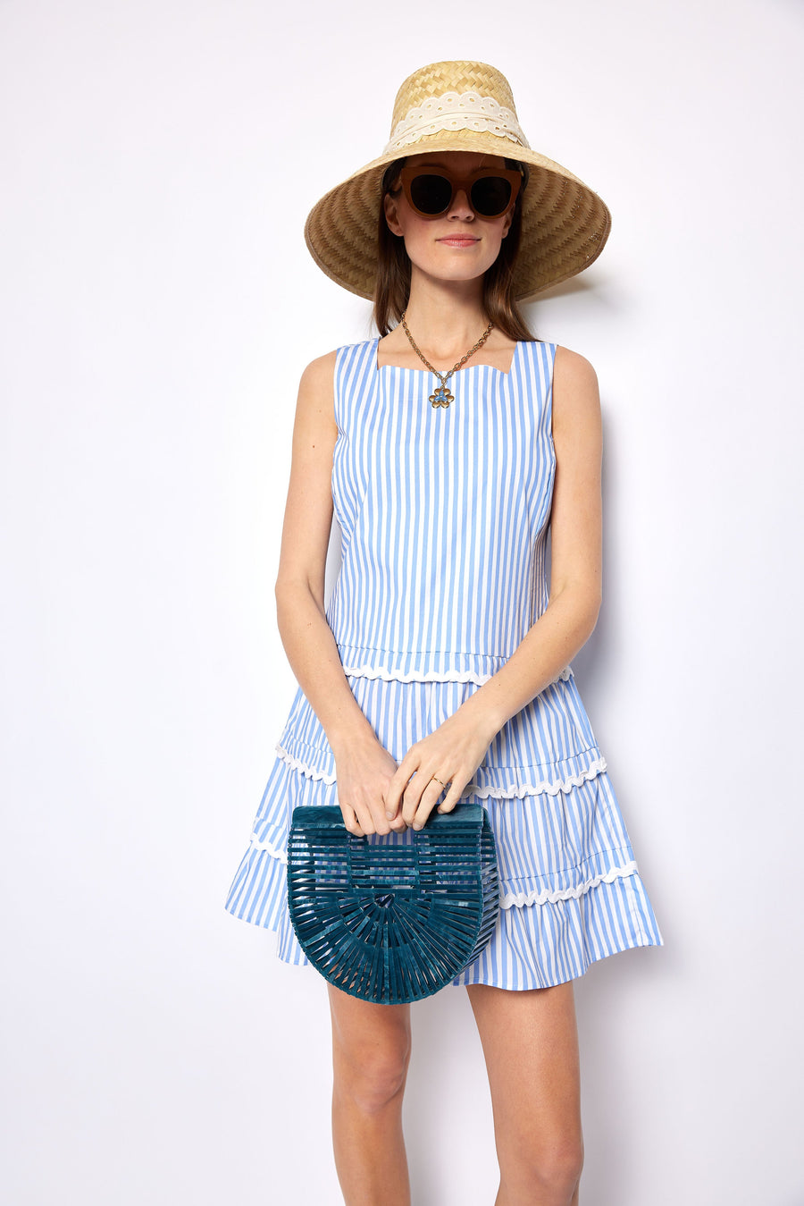 Coastal Stripe Square Neck Dress