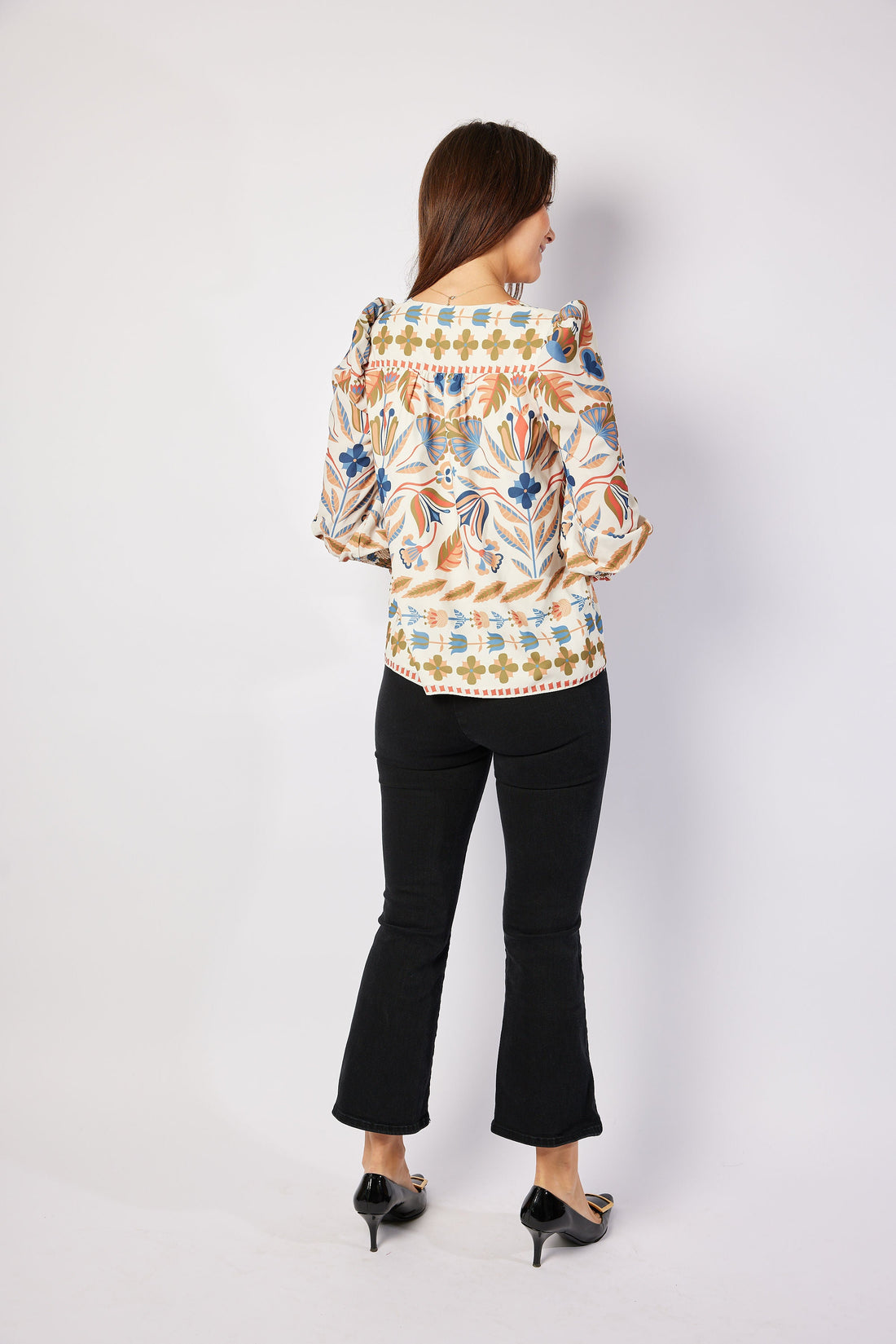 Geo Floral Tassel Front Top