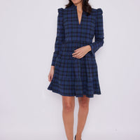 Blackwatch Tartan Long Sleeve Tunic Flare Dress