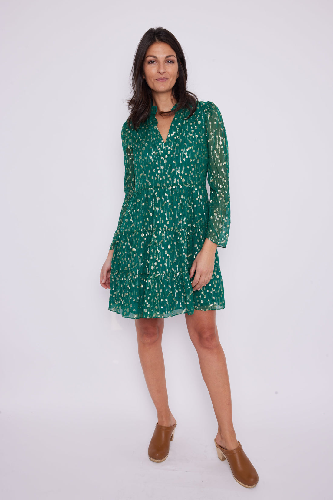 Hunter Green Long Sleeve Tunic Flare Dress