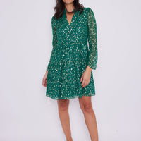 Hunter Green Long Sleeve Tunic Flare Dress