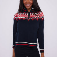 Fair Isle Zip Front Sweater