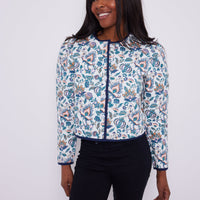 French Floral Button Front Jacket