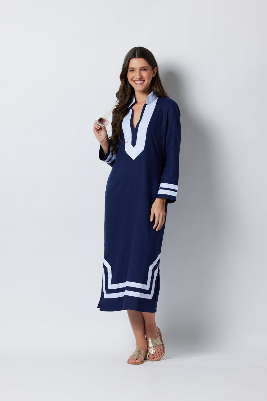 Navy Long Sleeve Classic Maxi Tunic