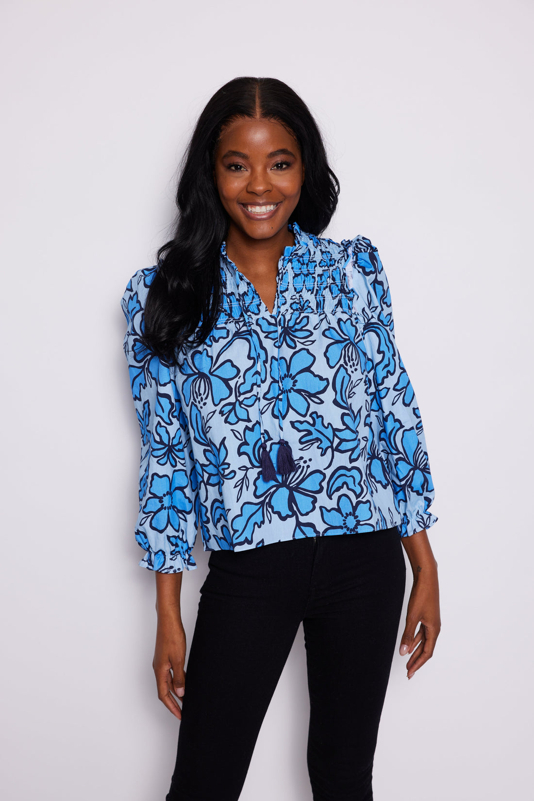 Long Sleeve Tassel Front Top