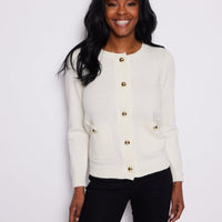 Ivory Button Front Pocket Cardigan
