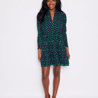 Blackwatch Lurex Clip Dot Long Sleeve Tunic Flare Dress