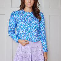 Reversible Ikat Print Puff Sleeve Jacket