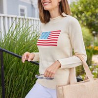 Ivory Roll Neck Flag Sweater