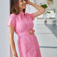 Ella Eyelet Belted Shirt Dress