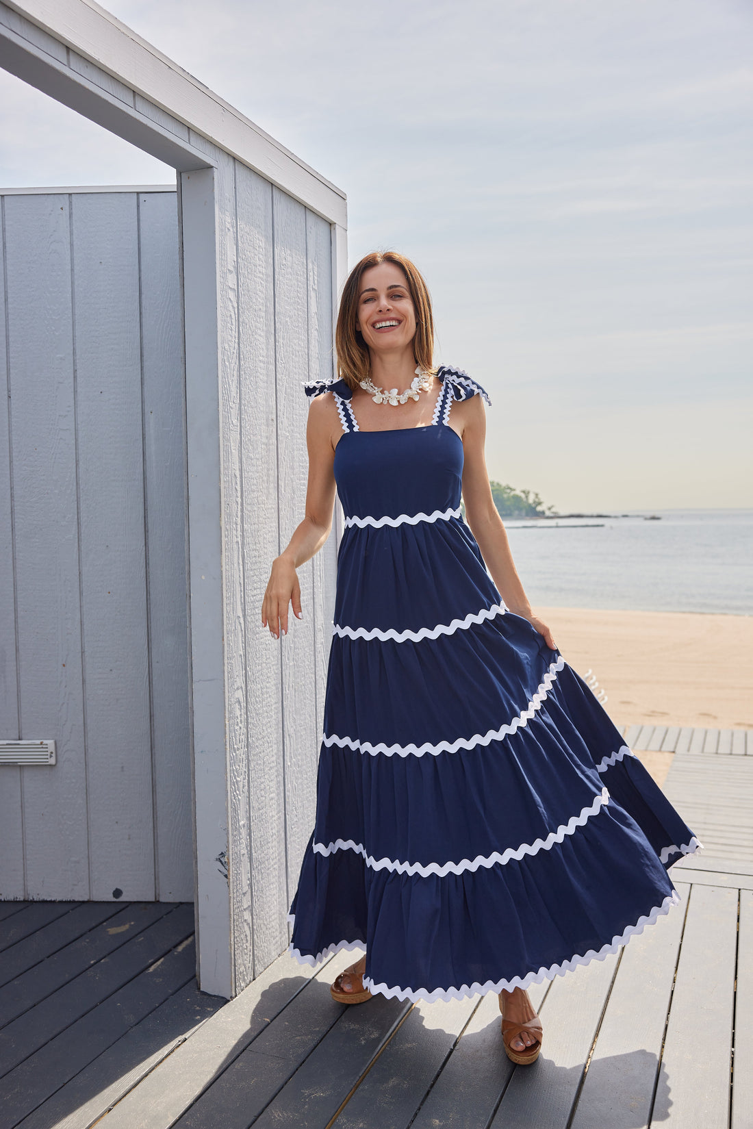 Navy Megan Maxi Dress with Ric-Rac – Sail to Sable