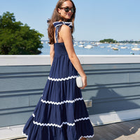 Navy Megan Maxi Dress with Ric-Rac