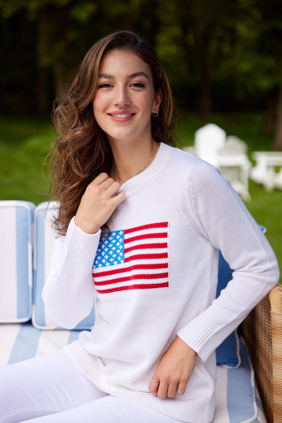 White Classic Flag Sweater