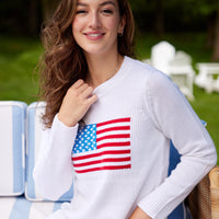 White Classic Flag Sweater