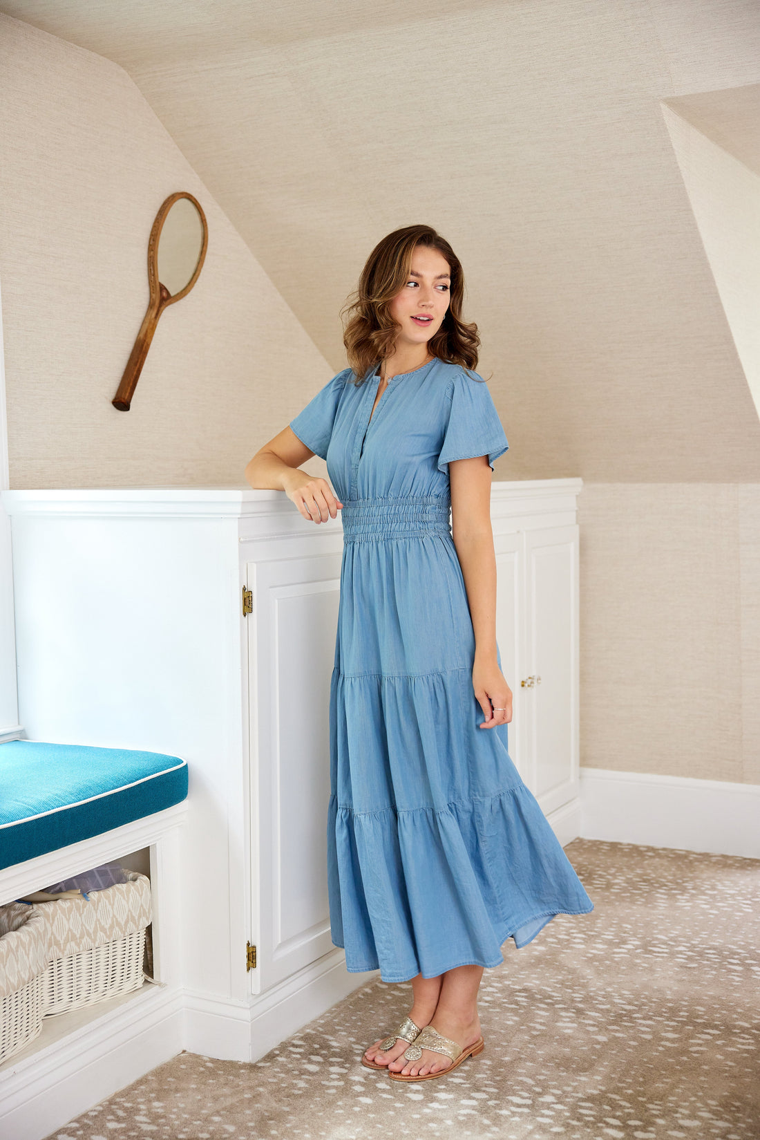 Chambray midi dress hotsell