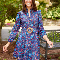 Aztec Floral Belted Long Sleeve Tunic Dress