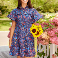 Aztec Floral Scalloped Edge Shirt Dress