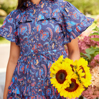 Aztec Floral Scalloped Edge Shirt Dress