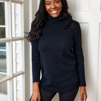 Black Rounded Hem Sweater