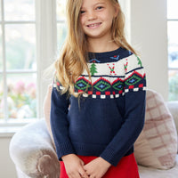 Navy Kids Ski Fair Isle Sweater