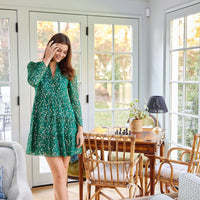 Hunter Green Long Sleeve Tunic Flare Dress