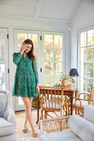 Hunter Green Long Sleeve Tunic Flare Dress