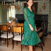 Hunter Green Smocked Waist Midi Dress