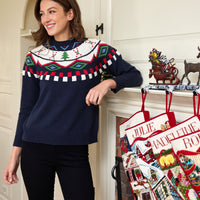 Navy Fair Isle Ski Sweater