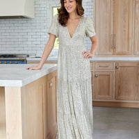 Silver Ava Sequin Maxi Dress