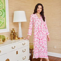 Blush Geo Floral Button Front Caftan