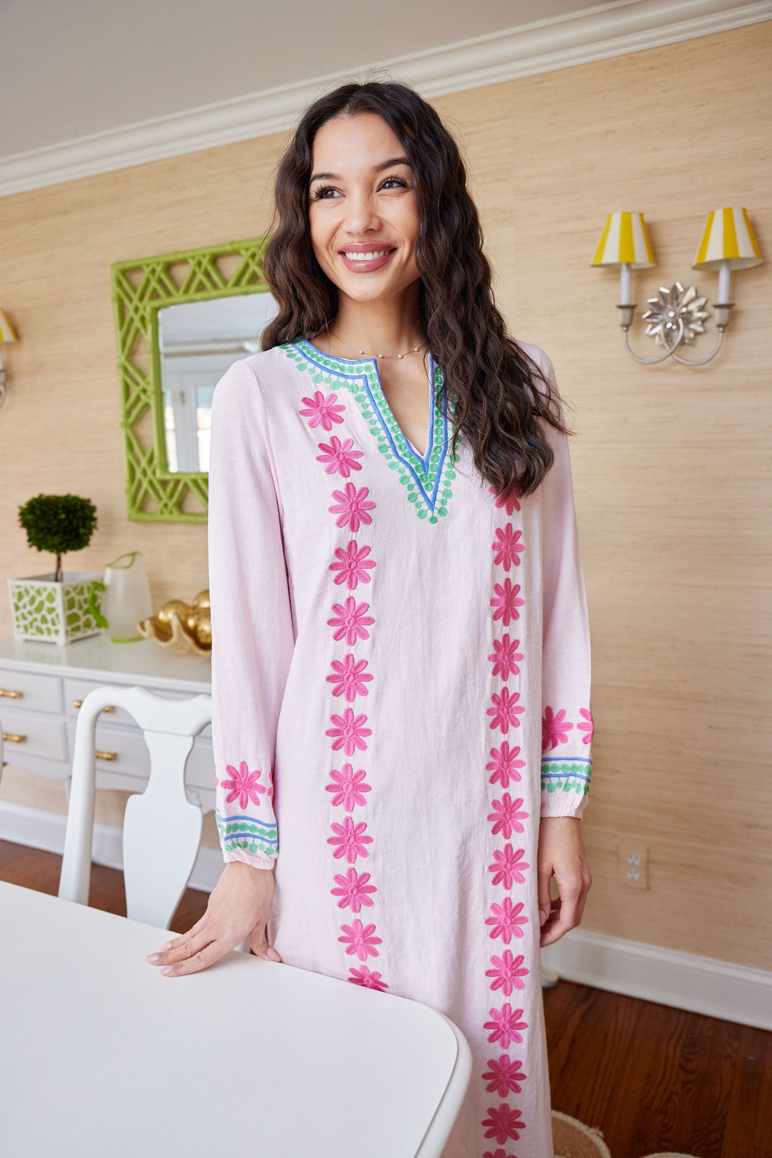 Embroidered Blush Caftan