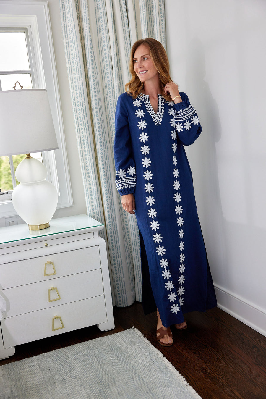Navy Embroidered Caftan