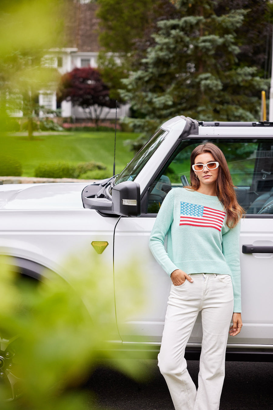 Cabbage Cropped Flag Sweater