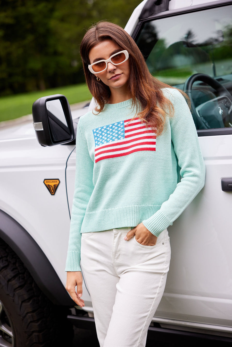 Cabbage Cropped Flag Sweater
