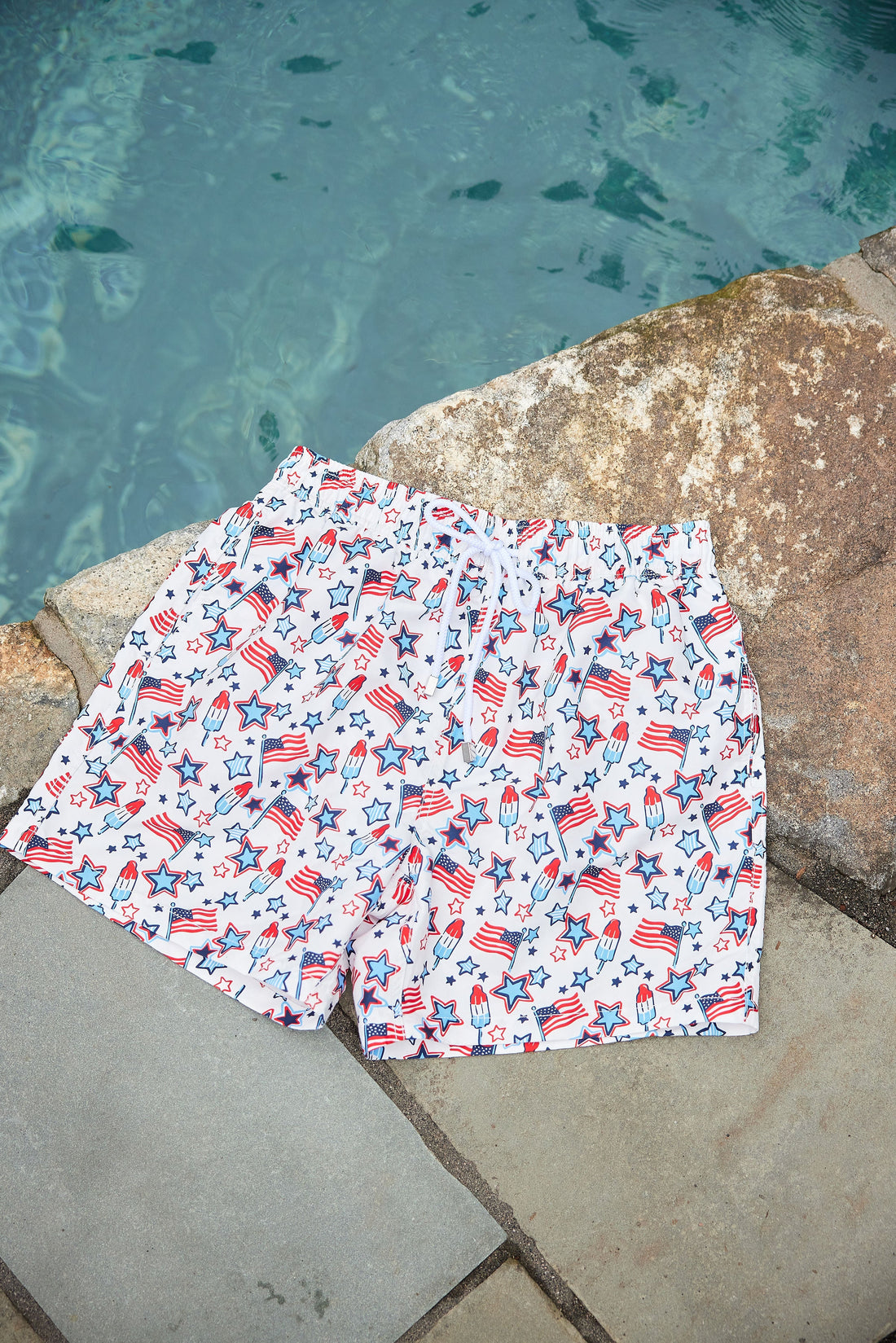 Patriotic Print Kids' Swim Trunks