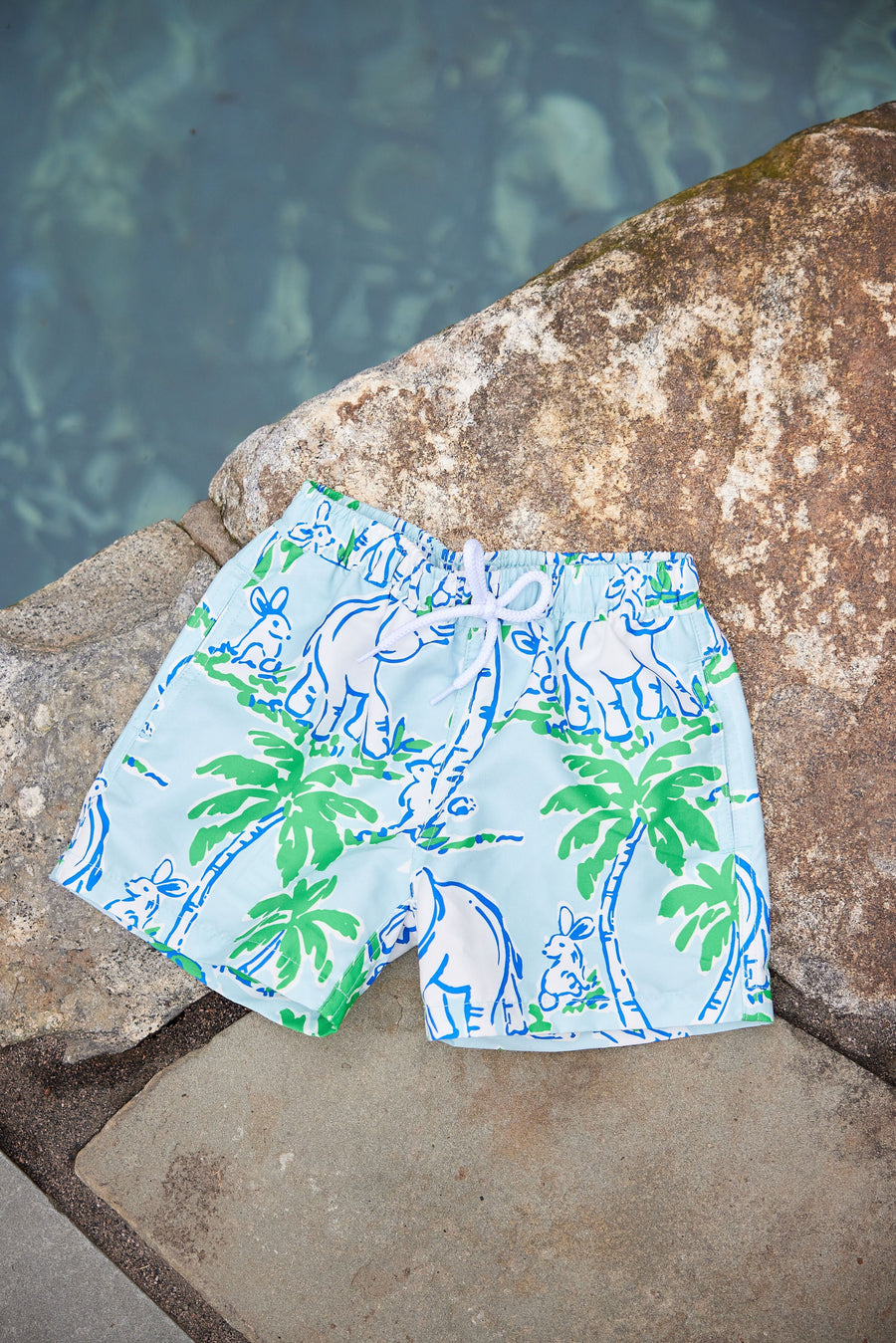 Elephant Print Kids' Swim Trunks