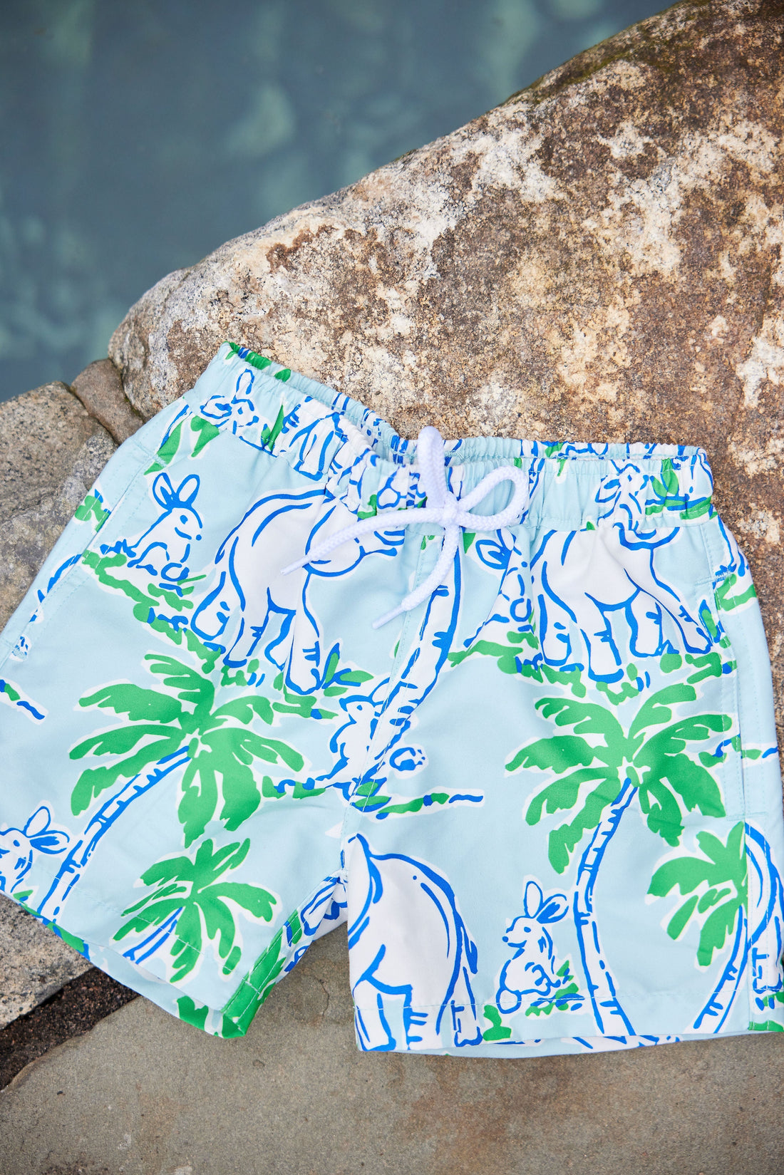 Elephant Print Kids' Swim Trunks