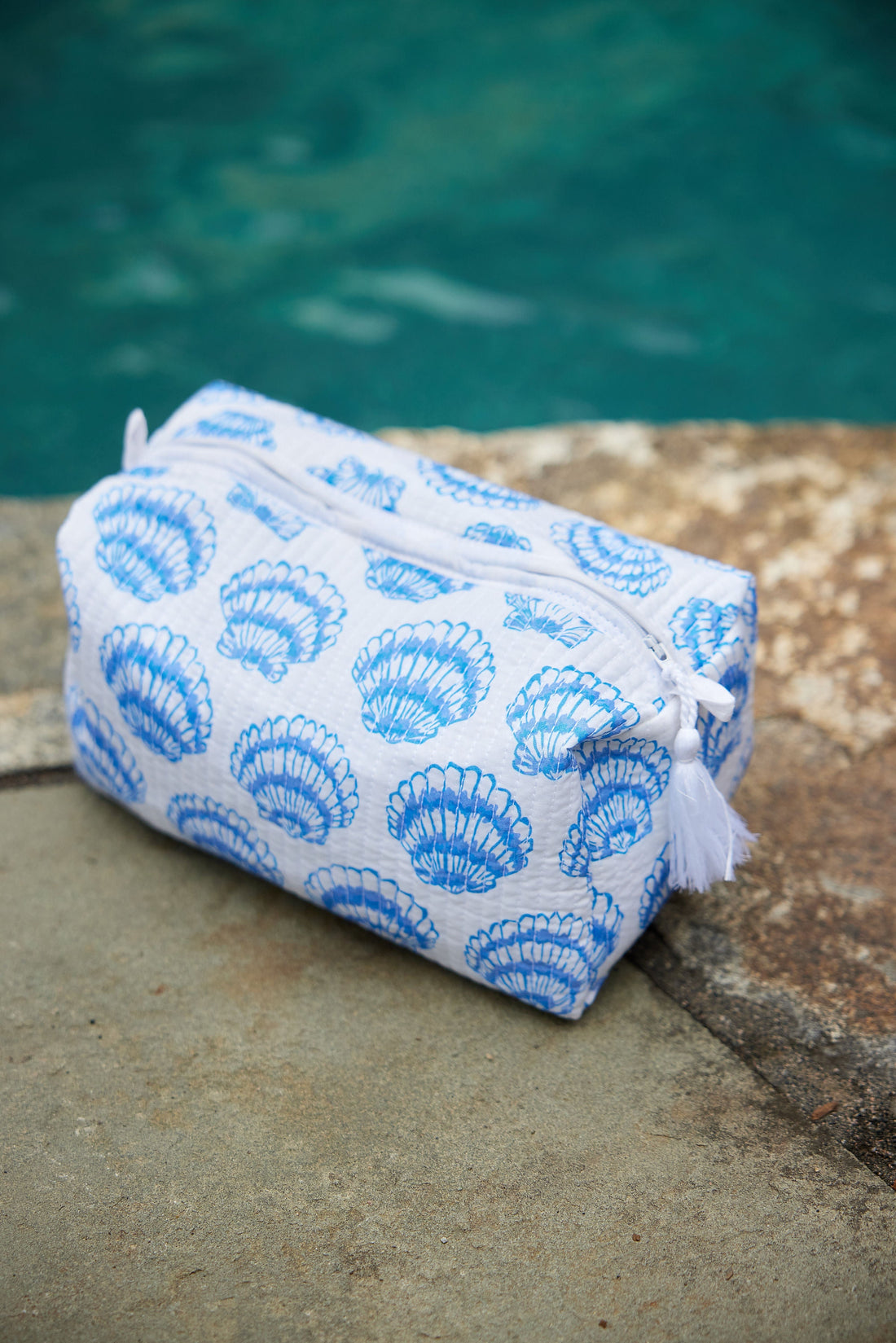 Blue Shell Print Cosmetic Bag