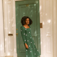 Emerald Pearl Cluster Square Neck Midi