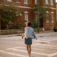 Navy & Faded Denim Tweed Cardigan