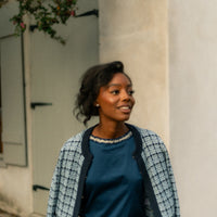 Navy & Faded Denim Tweed Cardigan