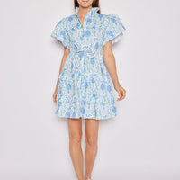 Pineapple Print Scalloped Edge Shirt Dress