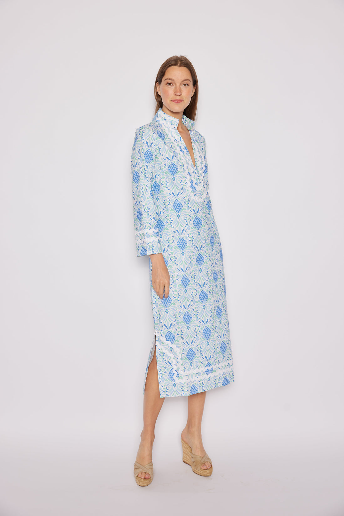 Pineapple Print Caftan with Ric-Rac