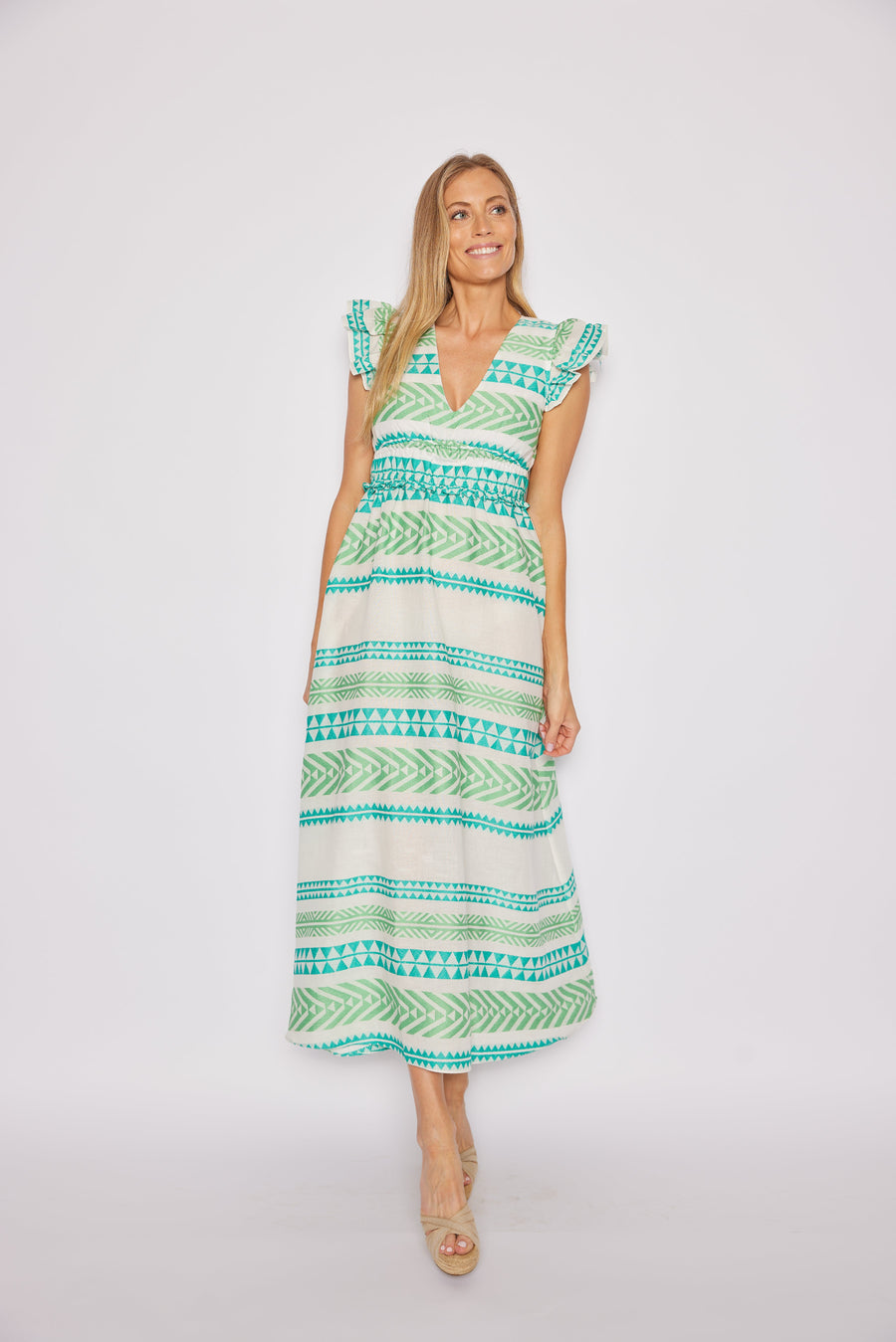 Sail To Sable Jacquard Maxi Dress - Green - Small Sail To Sable Jacquard Maxi Dress - Green - Small