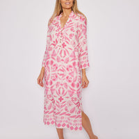 Blush Geo Floral Button Front Caftan