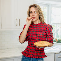 Red Plaid Long Sleeve Smocked Top