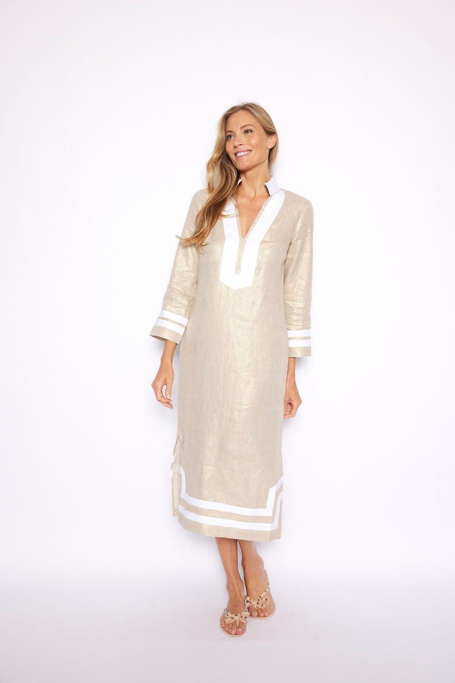 Gold Long Sleeve Classic Maxi Tunic